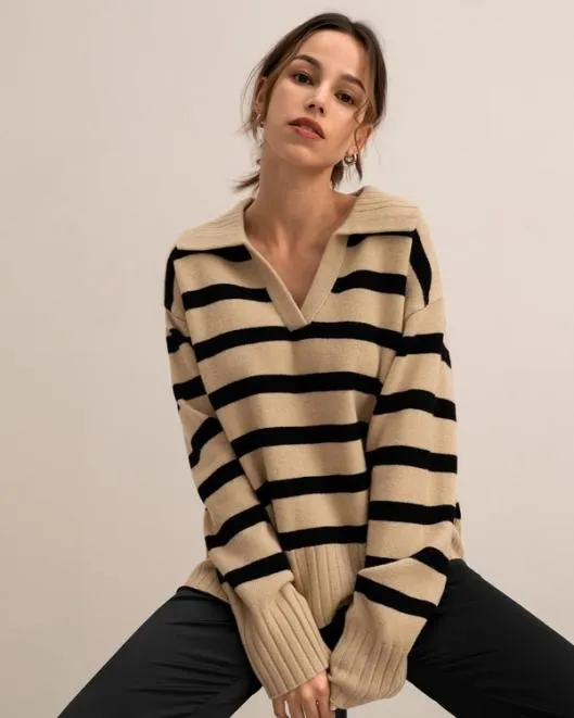 100 Cashmere Striped Sweater For Women Gilly Stripe Sweater Women Lilysilk Knitwear