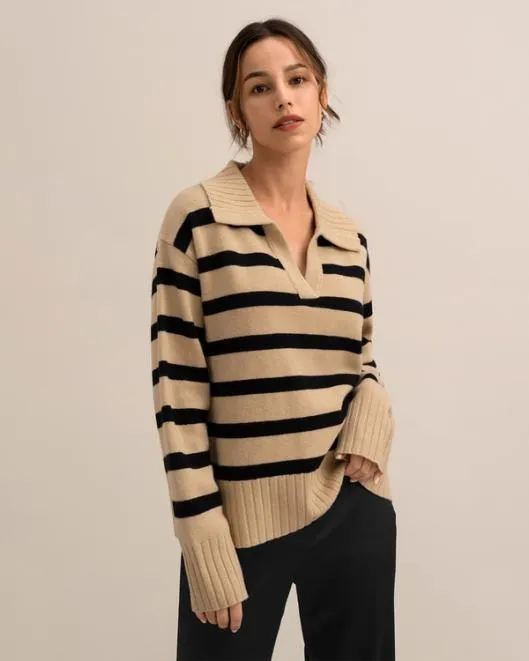 100 Cashmere Striped Sweater For Women Gilly Stripe Sweater Women Lilysilk Knitwear