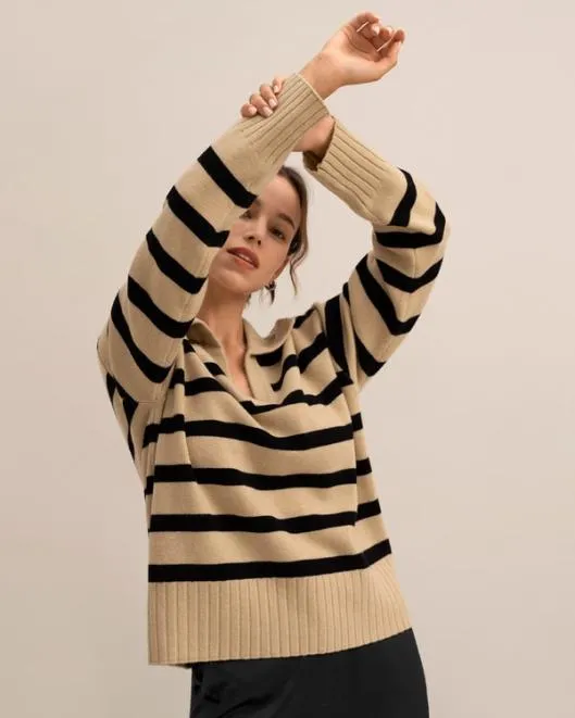 100 Cashmere Striped Sweater For Women Gilly Stripe Sweater Women Lilysilk Knitwear