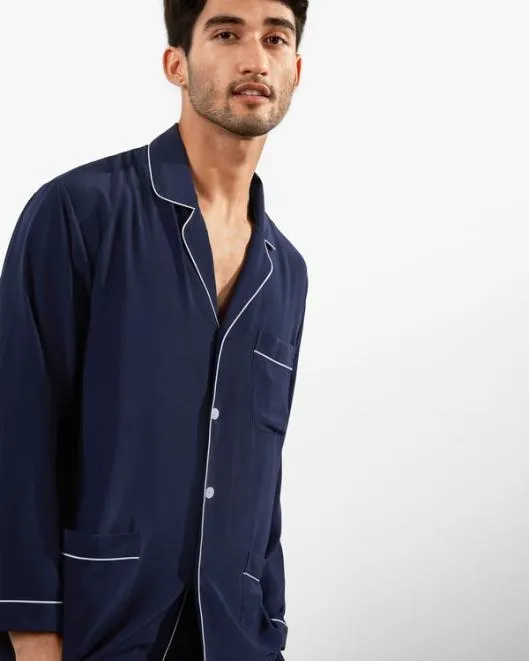 18 Momme Silk Pajamas Set With Lapel Collar Men Lilysilk Pajamas