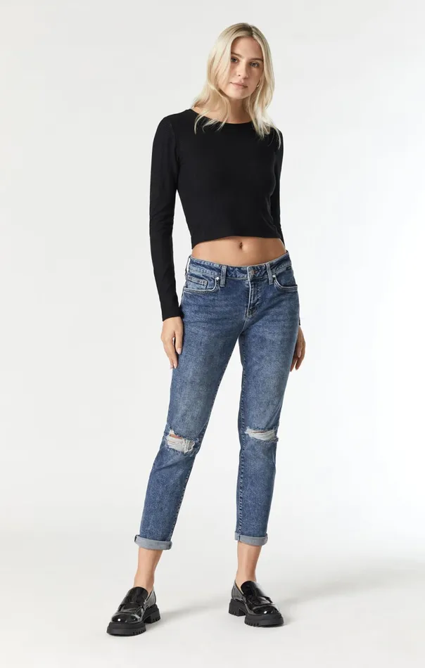 Ada Boyfriend Jeans In Mid Ripped Recycle Blue Women Mavi Jeans Denim Ada Boyfriend Jeans In Mid Ripped Recycle Blue Women Mavi Jeans Denim