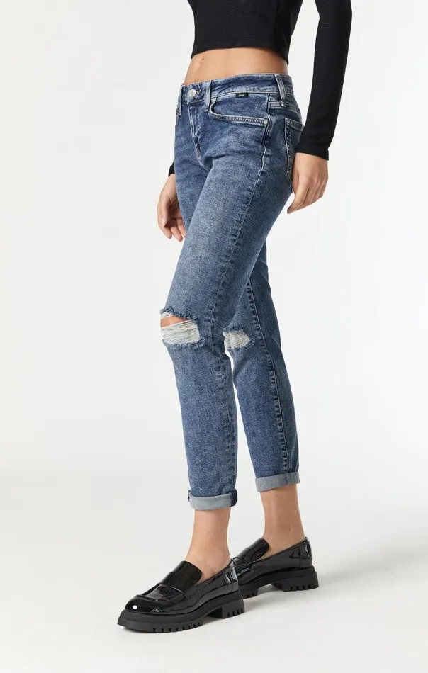 Ada Boyfriend Jeans In Mid Ripped Recycle Blue Women Mavi Jeans Denim Ada Boyfriend Jeans In Mid Ripped Recycle Blue Women Mavi Jeans Denim