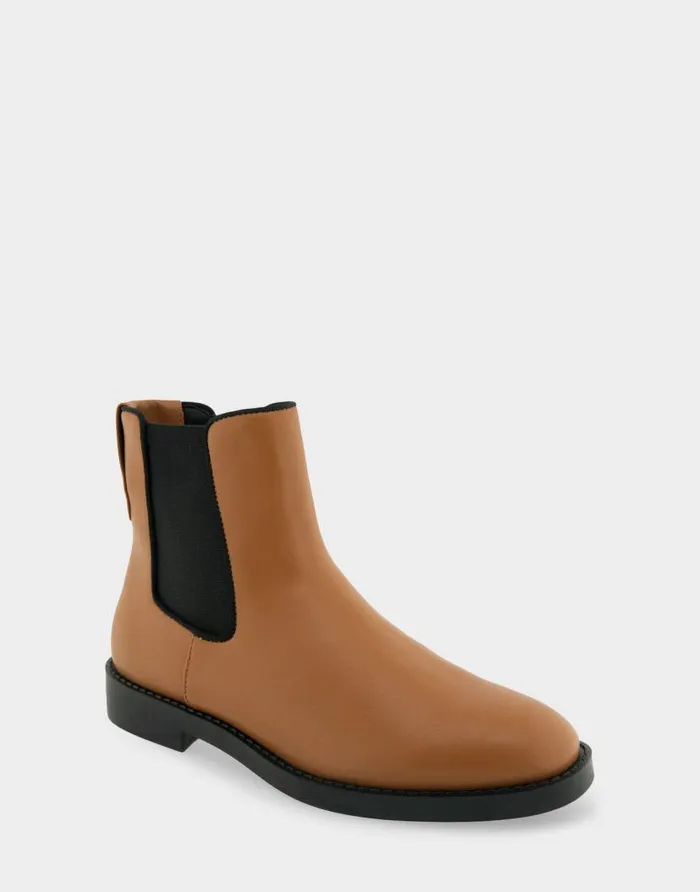 Aerosoles Comfortable Women039s Ankle Boot In Tan Faux Leather Tan Faux Leather Women Wide Width Boots