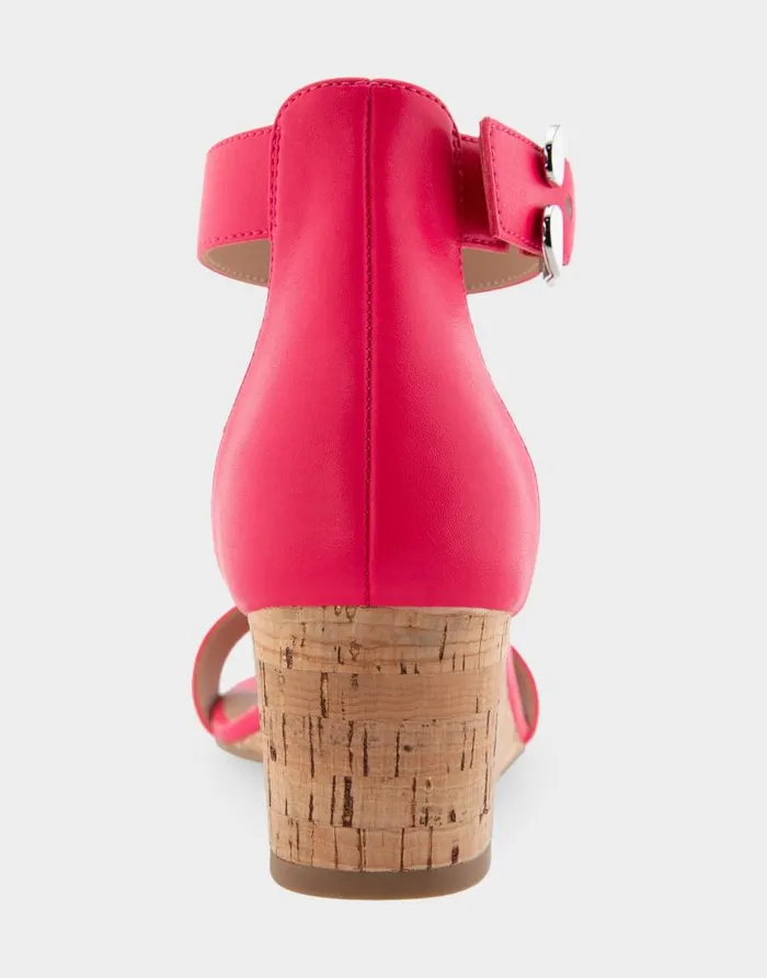 Aerosoles Comfortable Women039s Ankle Strap Mid Wedge Sandal In Virtual Pink Faux Leather Virtual Pink Faux Leather Women Wide Width Sandals