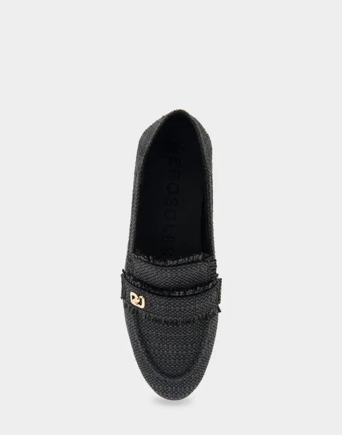 Aerosoles Comfortable Women039s Collapsible Back Loafer In Black Raffia Raffia Fabric Black Raffia Women Clogs and Mules