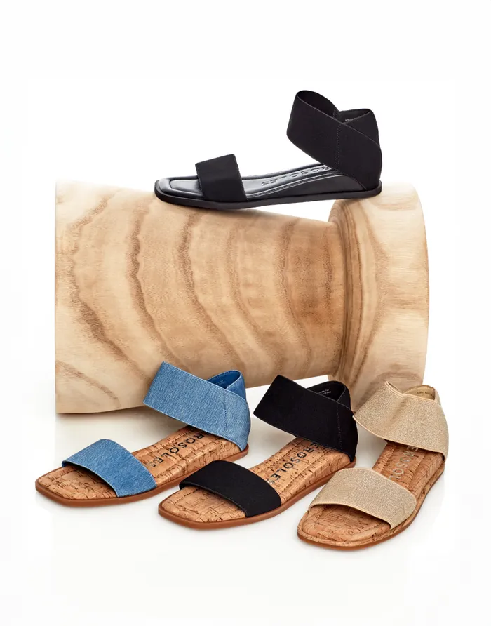 Aerosoles Comfortable Women039s Elastic Banded Mini Wedge Sandal In Black Elastic Fabric Black Women Wide Width Sandals