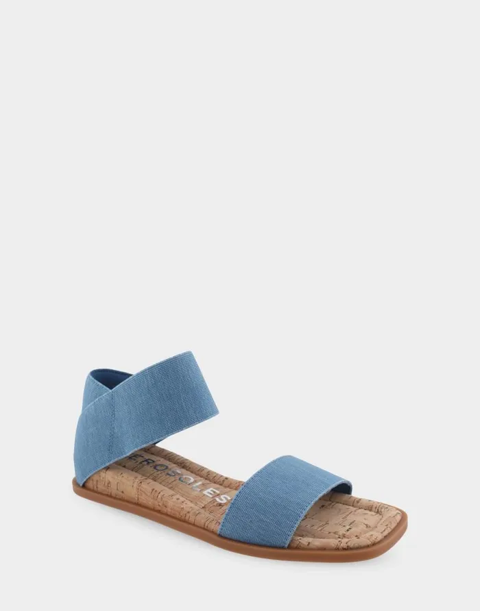 Aerosoles Comfortable Women039s Elastic Banded Mini Wedge Sandal In Denim Fabric Denim Fabric Denim Fabric Women Wide Width Sandals