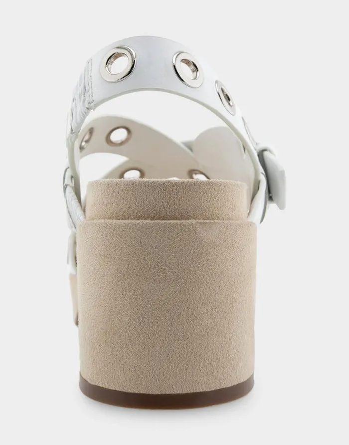 Aerosoles Comfortable Women039s Grommeted Strappy Molded Footbed Platform Sandal In White Leather White Leather Women Platforms