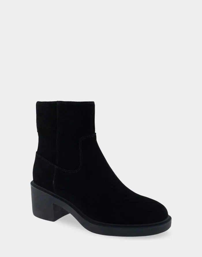Aerosoles Comfortable Women039s Heeled Ankle Boot In Black Genuine Suede Black Genuine Suede Women Ankle Boots