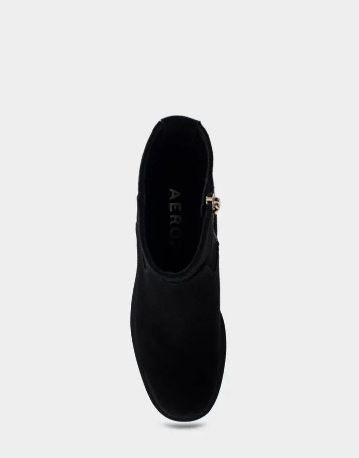 Aerosoles Comfortable Women039s Heeled Ankle Boot In Black Genuine Suede Black Genuine Suede Women Ankle Boots