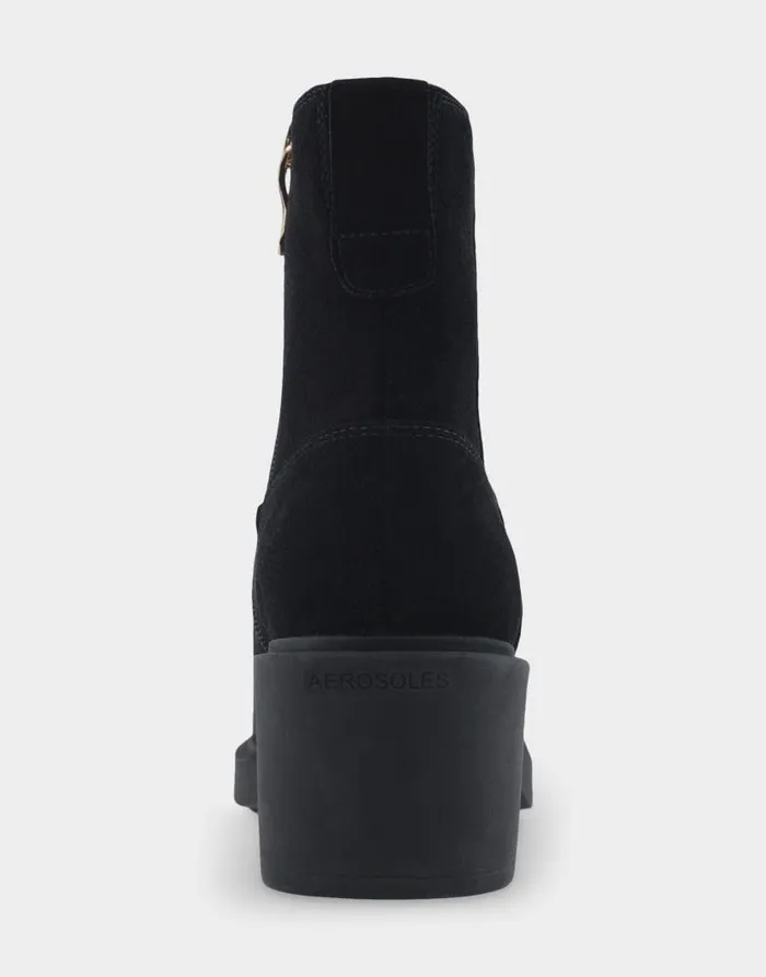 Aerosoles Comfortable Women039s Heeled Ankle Boot In Black Genuine Suede Black Genuine Suede Women Ankle Boots