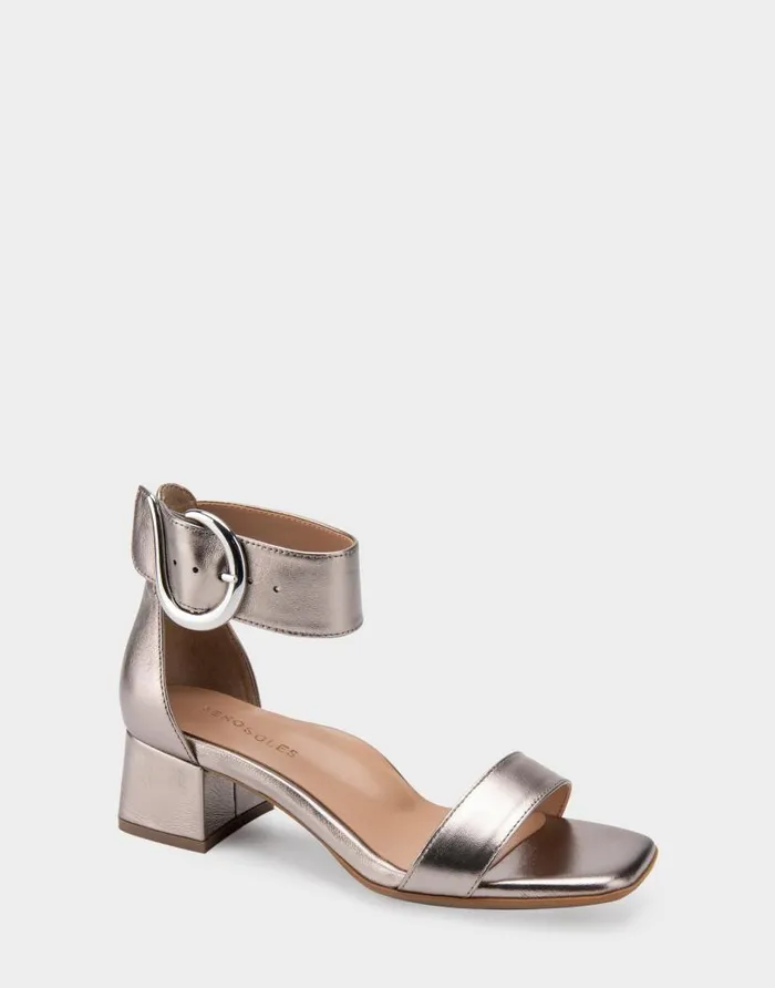 Aerosoles Comfortable Women039s Heeled Sandal In Silver Genuine Leather Silver Metallic Leather Women Dress