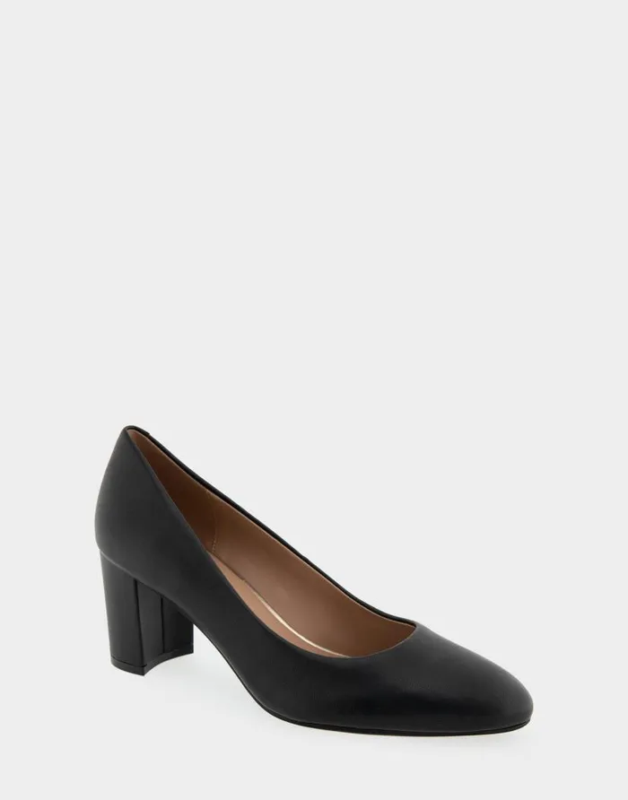 Aerosoles Comfortable Women039s Mid Heel Pump In Black Genuine Leather Black Genuine Leather Women Pumps