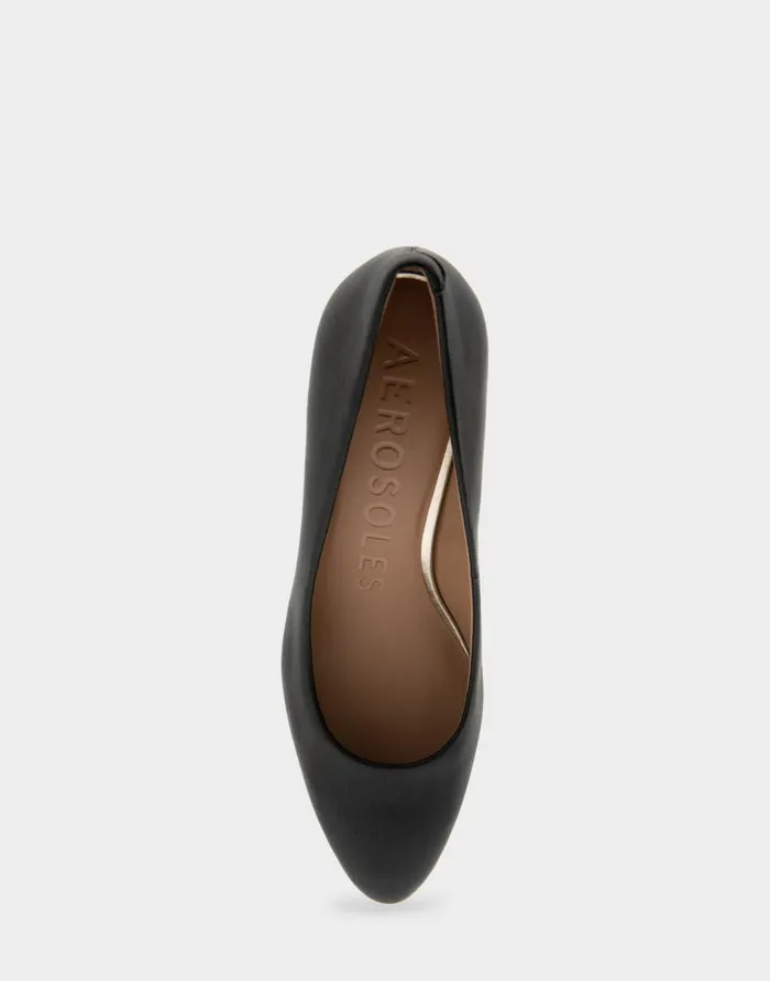 Aerosoles Comfortable Women039s Mid Heel Pump In Black Genuine Leather Black Genuine Leather Women Pumps