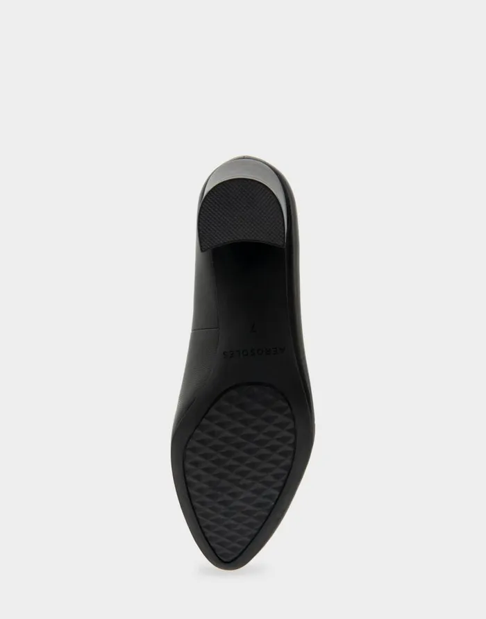 Aerosoles Comfortable Women039s Mid Heel Pump In Black Genuine Leather Black Genuine Leather Women Pumps