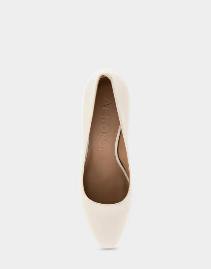 Aerosoles Comfortable Women039s Midheel Pump In Eggnog Leather Eggnog Leather Women Pumps
