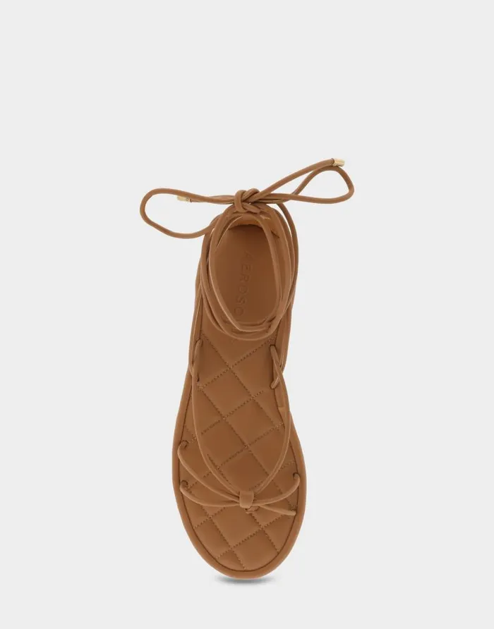 Aerosoles Comfortable Women039s Multi Strap Lace Up Sandal In Tan Faux Leather Tan Faux Leather Women Clogs and Mules