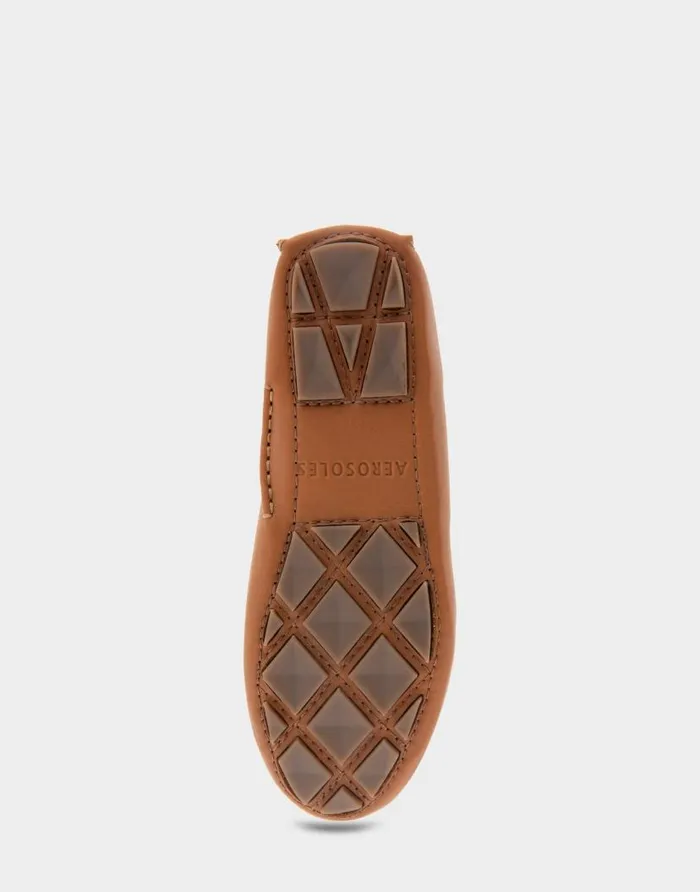 Aerosoles Comfortable Women039s Ornamented Driver In Tan Genuine Leather Tan Genuine Leather Women Loafers