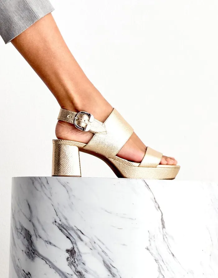Aerosoles Comfortable Women039s Platform Sandal In Soft Gold Canvas Faux Leather Canvas Fabric Soft Gold Canvas Faux Leather Women Dress