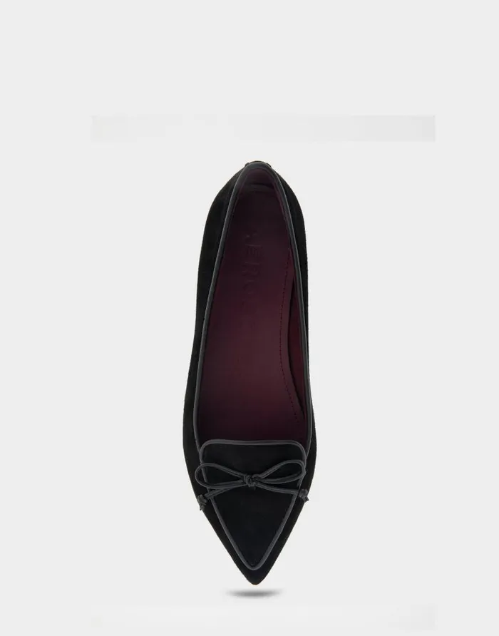 Aerosoles Comfortable Women039s Point Toe Flat In Black Genuine Suede Black Genuine Suede Women Ballet