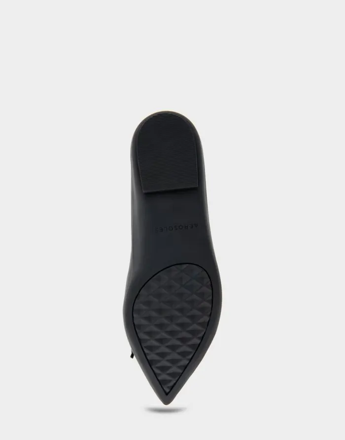 Aerosoles Comfortable Women039s Point Toe Flat In Black Leather Black Genuine Leather Women Dress