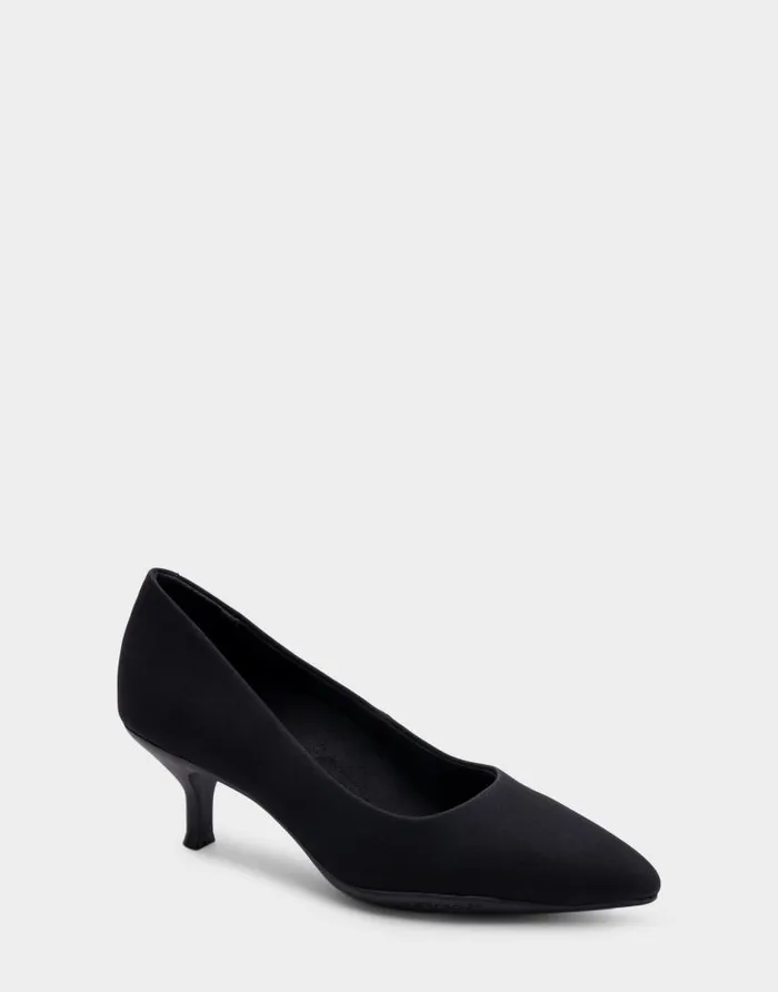 Aerosoles Comfortable Women039s Point Toe Kitten Heel Pump In Black Stretch Gabardine Fabric Black Stretch Gabardine Fabric Women Clogs and Mules