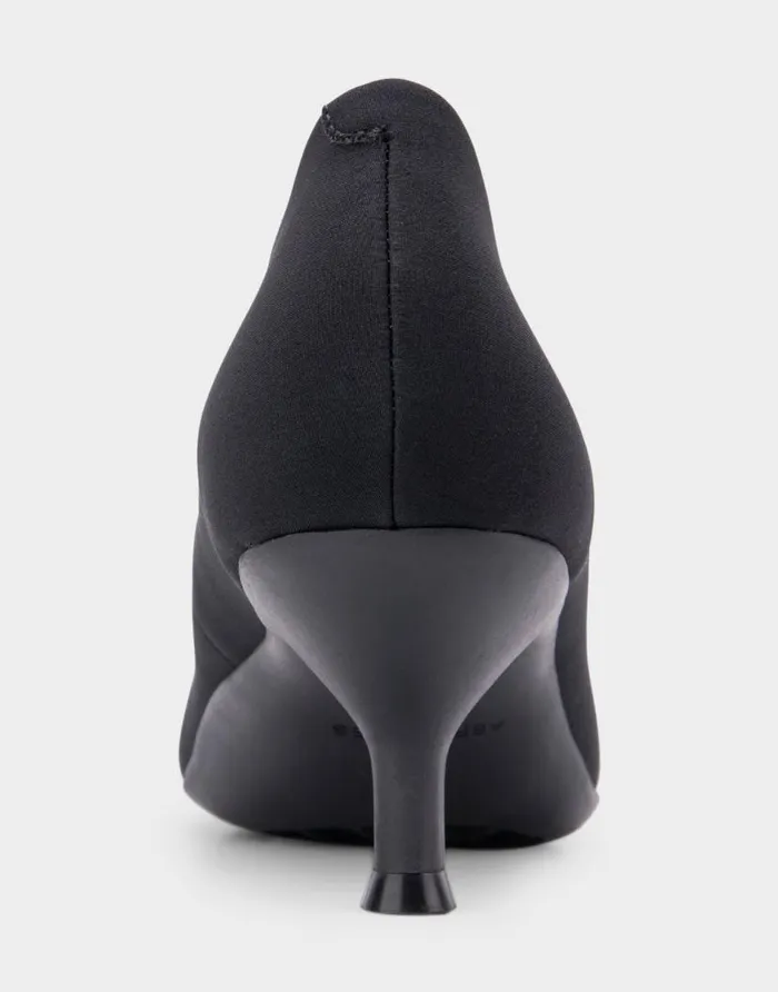 Aerosoles Comfortable Women039s Point Toe Kitten Heel Pump In Black Stretch Gabardine Fabric Black Stretch Gabardine Fabric Women Clogs and Mules