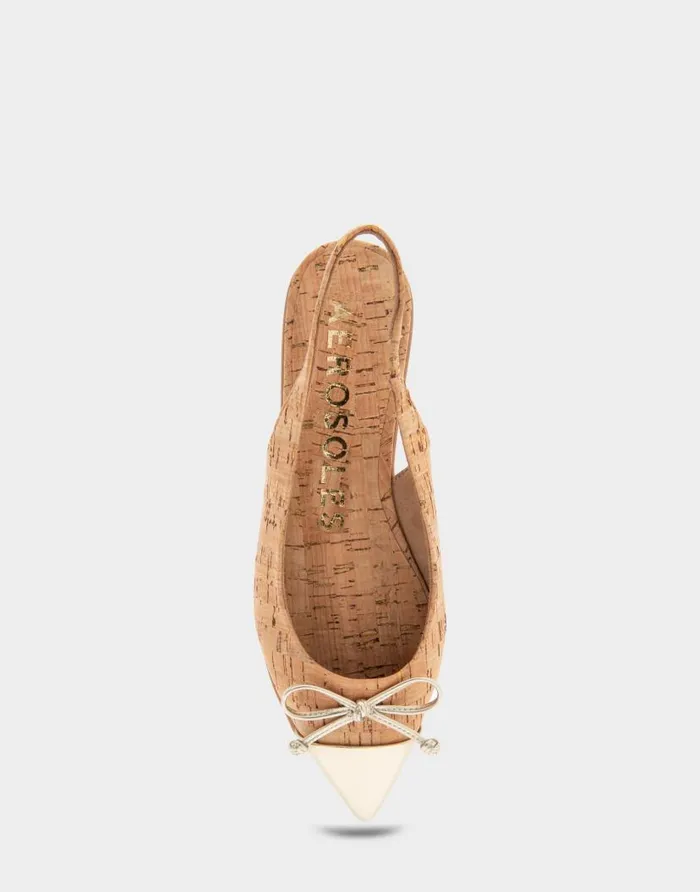 Aerosoles Comfortable Women039s Point Toe Slingback Flat In Cork Cork Cork Women Clogs and Mules