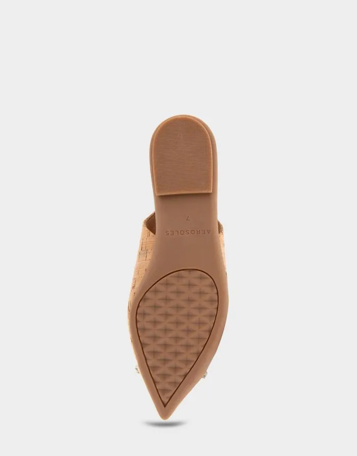 Aerosoles Comfortable Women039s Point Toe Slingback Flat In Cork Cork Cork Women Clogs and Mules