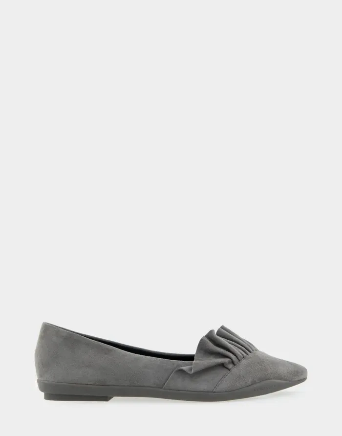 Aerosoles Comfortable Women039s Ruffled Point Toe Flat In Dark Grey Genuine Suede Quiet Shade Genuine Suede Women Ballet Aerosoles Comfortable Women039s Ruffled Point Toe Flat In Dark Grey Genuine Suede Quiet Shade Genuine Suede Women Ballet