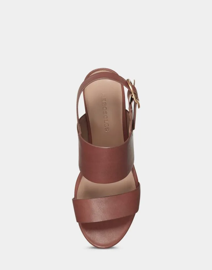 Aerosoles Comfortable Women039s Sandal In Light Brown Genuine Leather Clay Leather Women Platforms