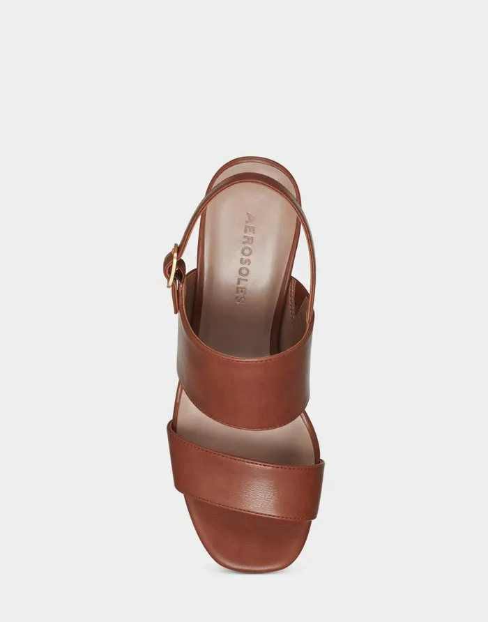Aerosoles Comfortable Women039s Sandal In Tan Faux Leather Dark Tan Faux Leather Women Dress