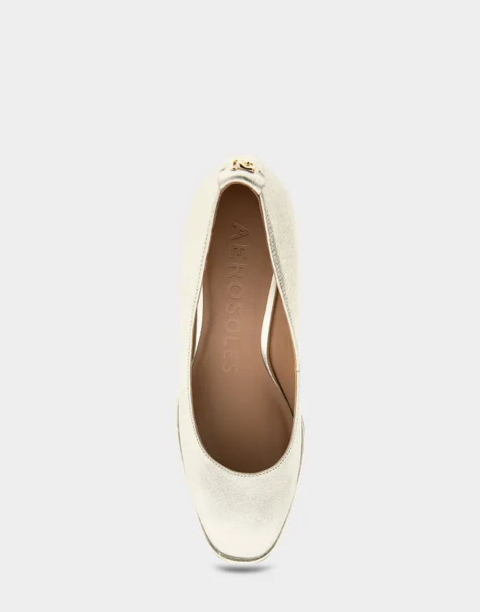 Aerosoles Comfortable Women039s Sculpted Wedge Pump In Soft Gold Leather Soft Gold Leather Women Pumps