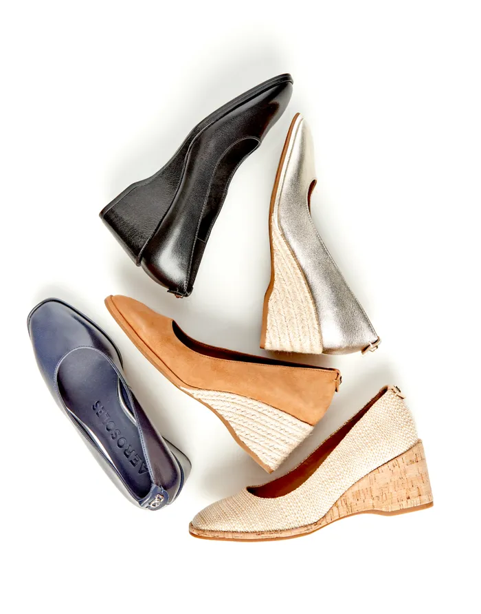 Aerosoles Comfortable Women039s Sculpted Wedge Pump In Soft Gold Leather Soft Gold Leather Women Pumps
