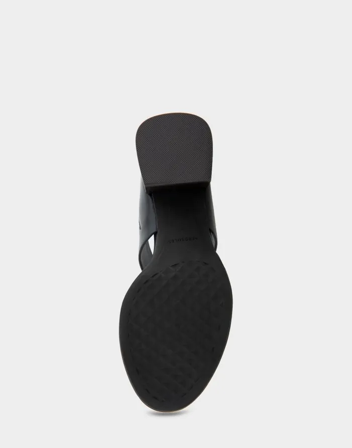 Aerosoles Comfortable Women039s Two Band Block Heel Sandal In Black Leather Black Leather Women Clogs and Mules