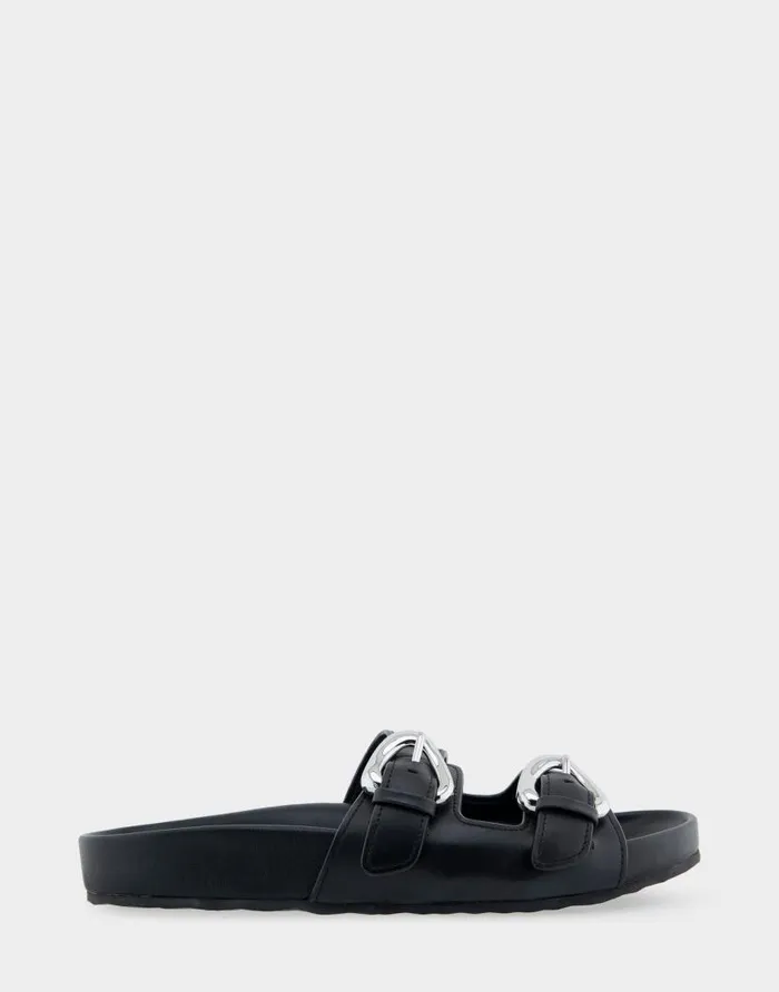 Aerosoles Comfortable Women039s Two Band Molded Footbed Sandal In Black Leather Black Leather Women Flats Aerosoles Comfortable Women039s Two Band Molded Footbed Sandal In Black Leather Black Leather Women Flats