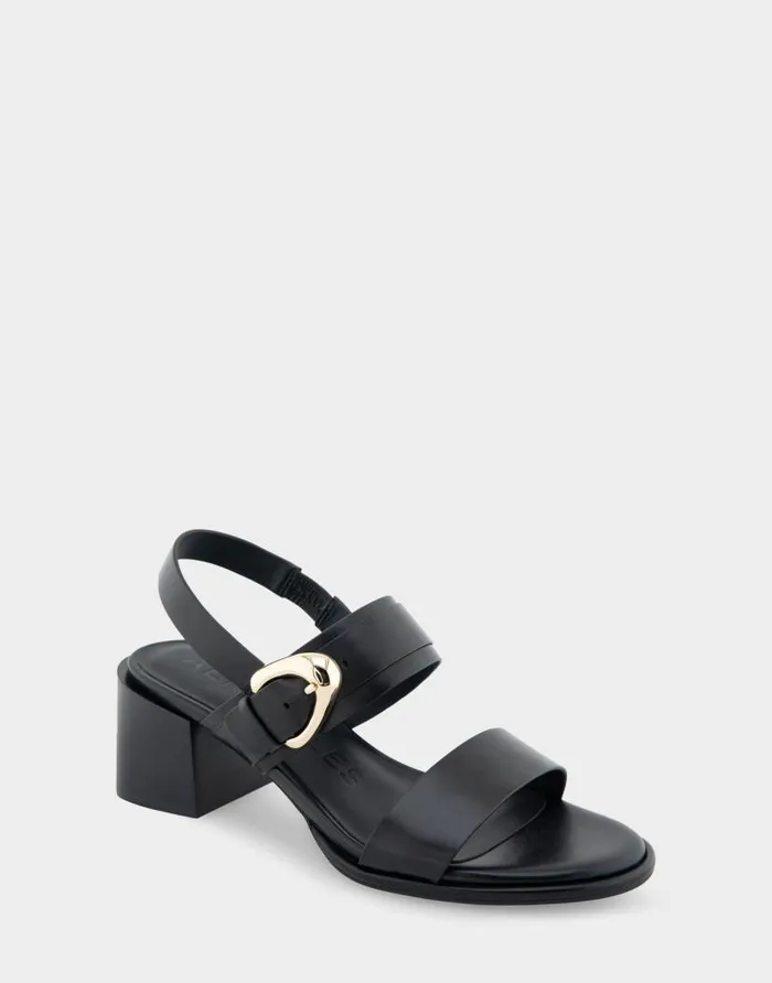 Aerosoles Comfortable Women039s Two Band Slingback Block Heel Sandal In Black Leather Black Leather Women Clogs and Mules