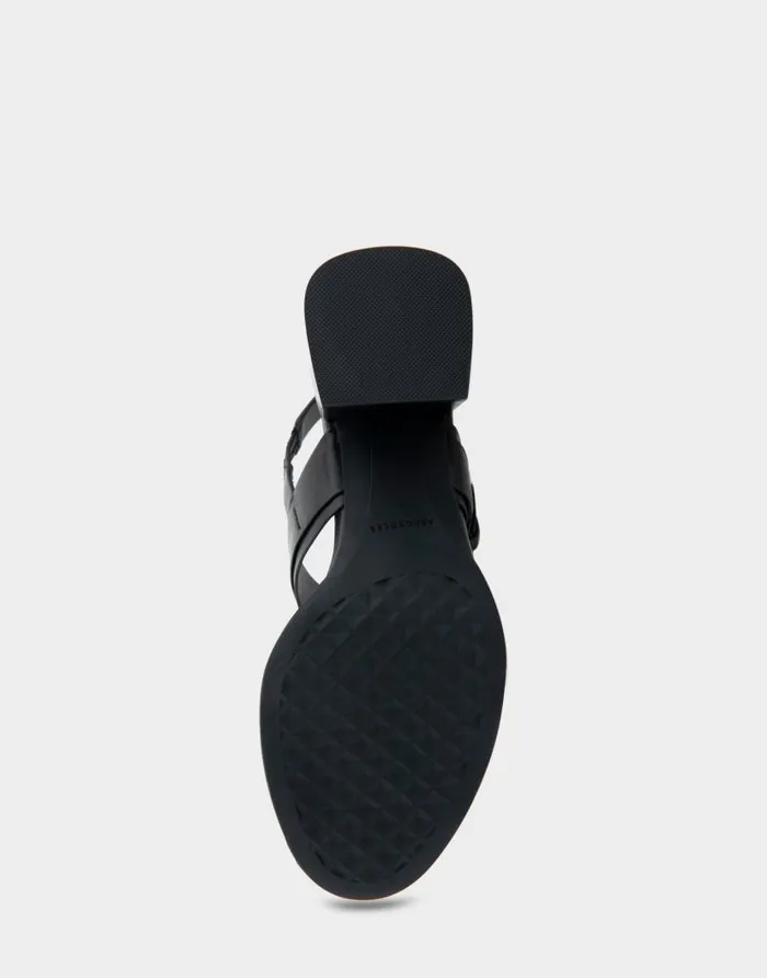 Aerosoles Comfortable Women039s Two Band Slingback Block Heel Sandal In Black Leather Black Leather Women Clogs and Mules