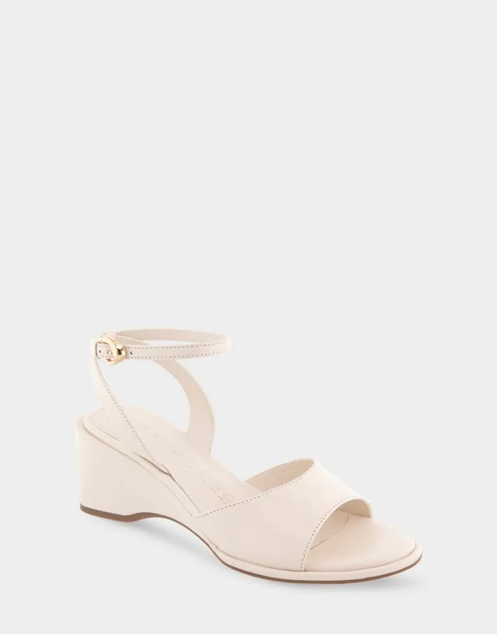 Aerosoles Comfortable Women039s Two Piece Ankle Strap Wedge Sandal In Eggnog Leather Eggnog Leather Women Dress