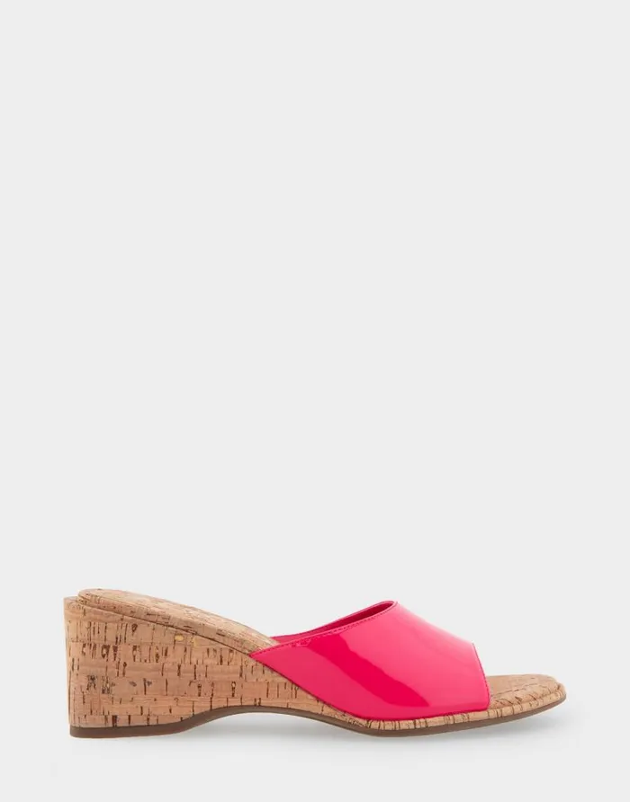 Aerosoles Comfortable Women039s Wedge Slide Sandal In Virtual Pink Patent Faux Leather Virtual Pink Patent Faux Leather Women Wedges