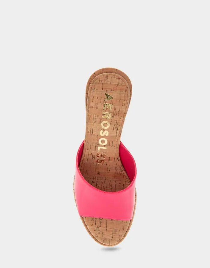 Aerosoles Comfortable Women039s Wedge Slide Sandal In Virtual Pink Patent Faux Leather Virtual Pink Patent Faux Leather Women Wedges