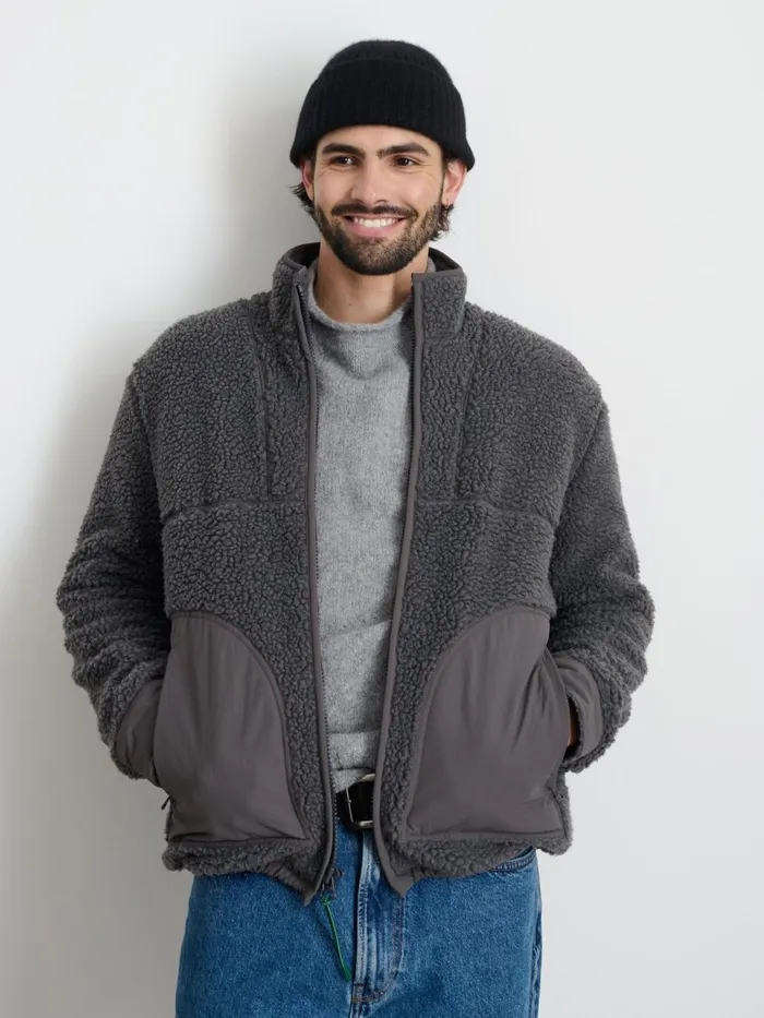 Alex Mill Jackets Coats Men Vinny Sherpa Jacket Charcoal