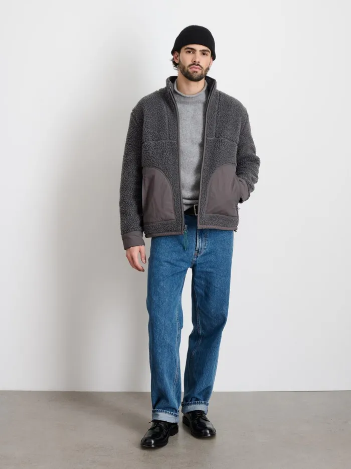 Alex Mill Jackets Coats Men Vinny Sherpa Jacket Charcoal
