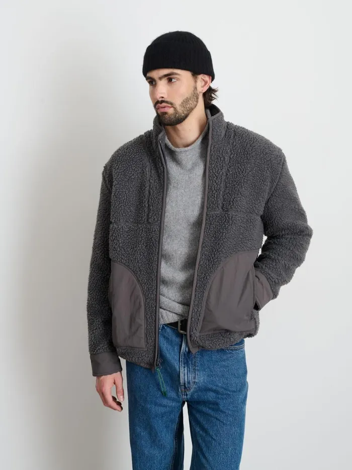 Alex Mill Jackets Coats Men Vinny Sherpa Jacket Charcoal