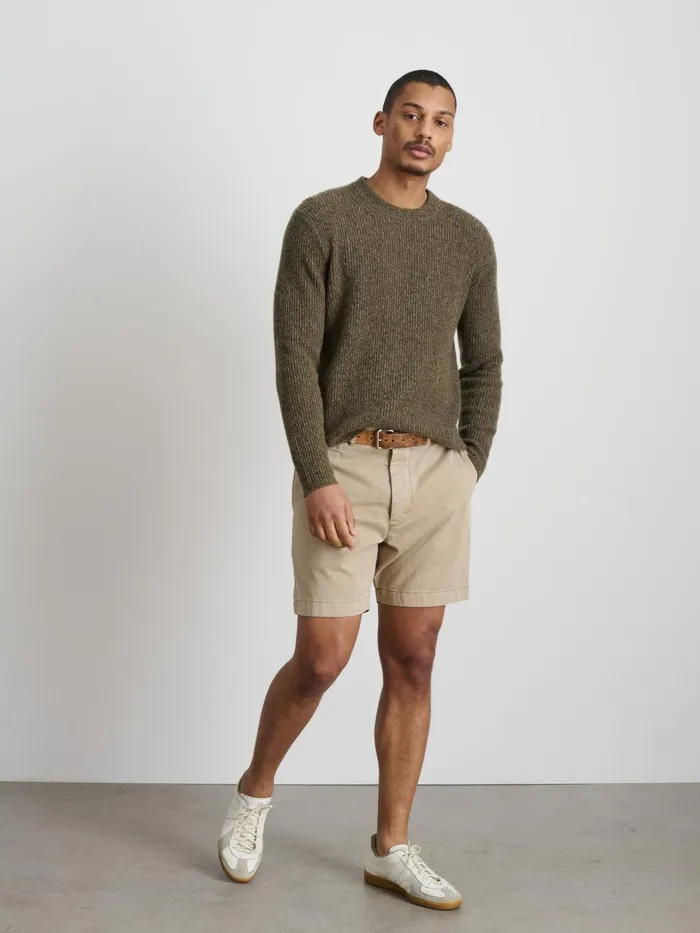 Alex Mill Shorts Men Flat Front Short In Vintage Washed Chino Faded Khaki
