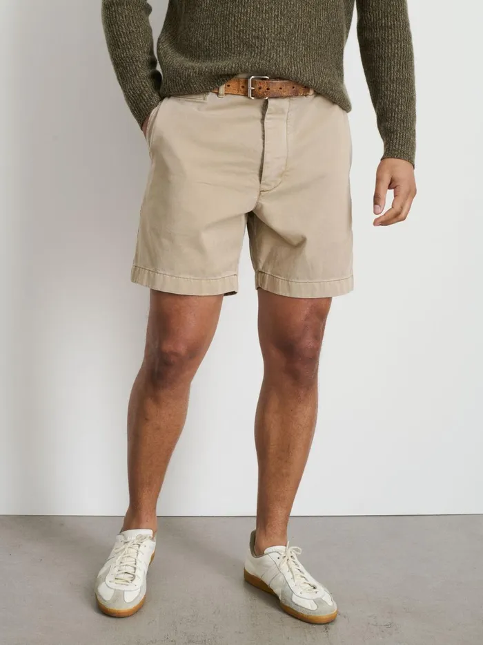 Alex Mill Shorts Men Flat Front Short In Vintage Washed Chino Faded Khaki