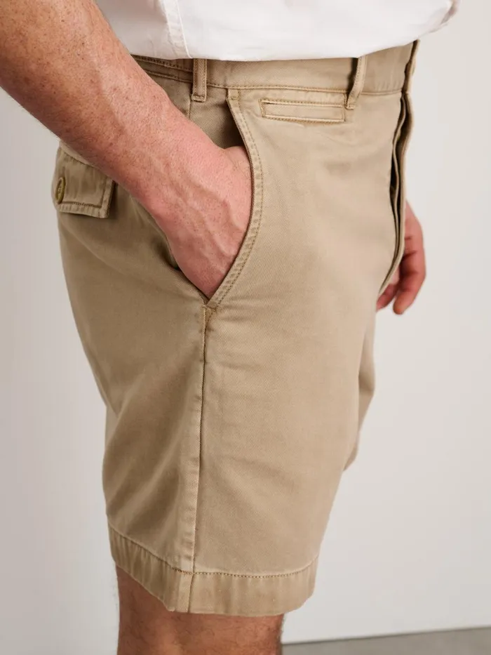 Alex Mill Shorts Men Flat Front Short In Vintage Washed Chino Faded Khaki