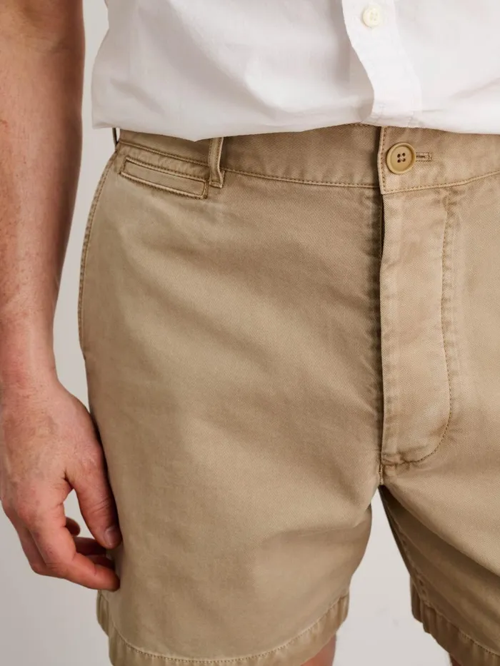 Alex Mill Shorts Men Flat Front Short In Vintage Washed Chino Faded Khaki
