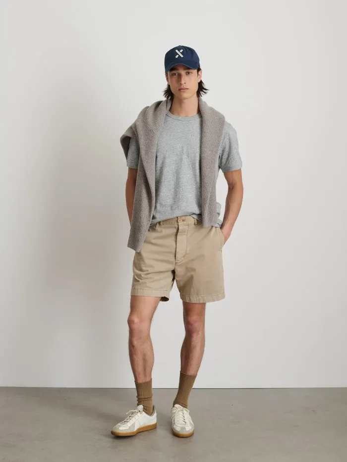 Alex Mill Shorts Men Flat Front Short In Vintage Washed Chino Faded Khaki