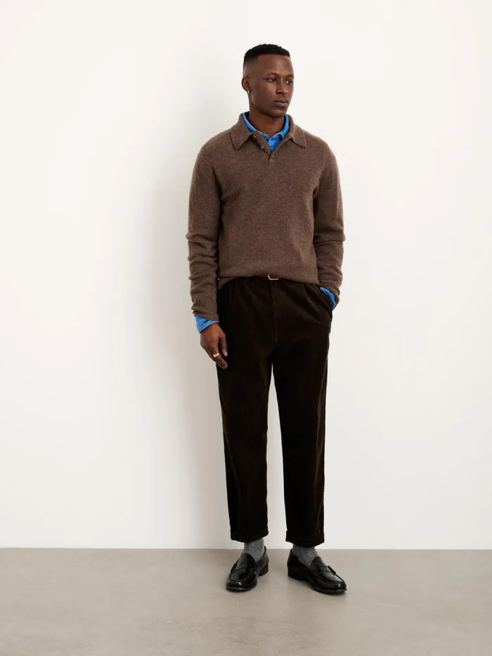 Alex Mill Suiting Blazers Men Standard Pleated Pant In Corduroy Chocolate